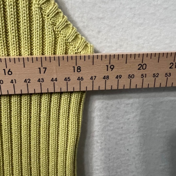 Lisa International Womens Yellow Lamb Skin Knit Vest Size M Collared Sleeveless - Picture 5 of 6